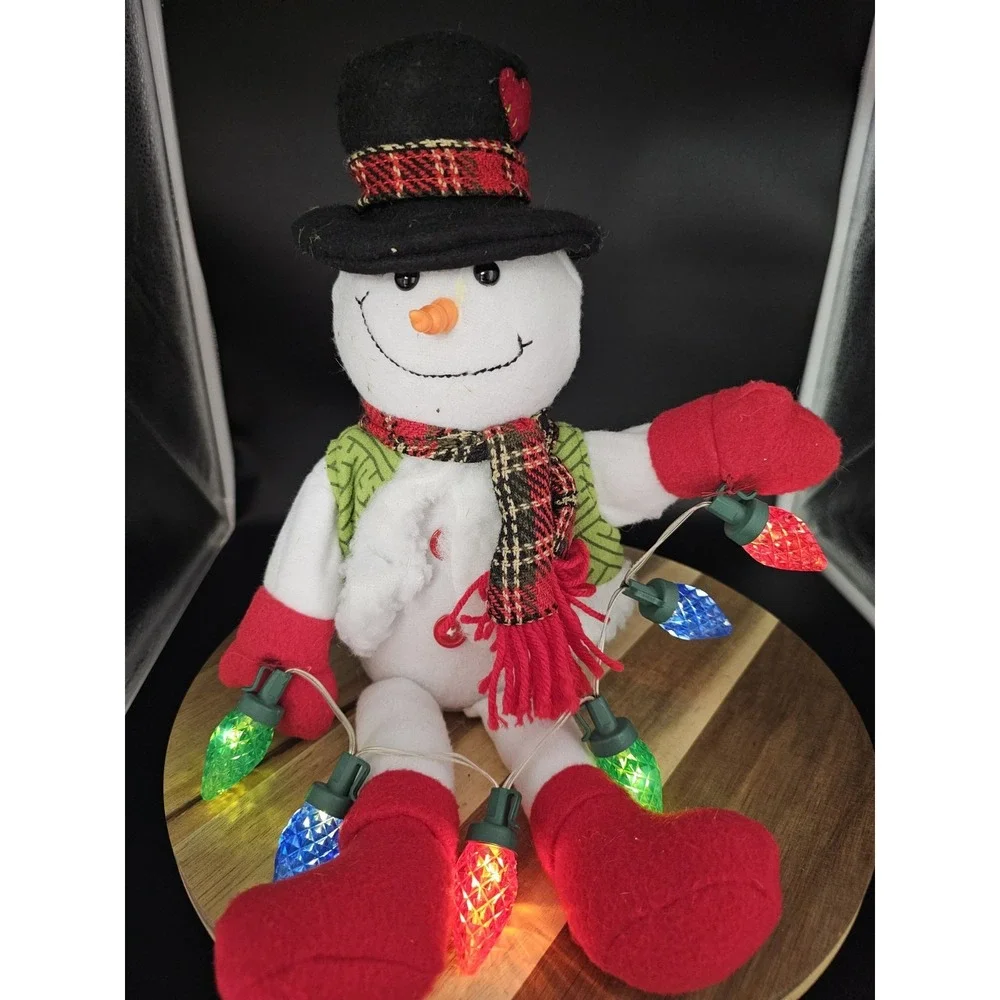 Light Up Snowman Plush Figure‎ With Christmas Lights